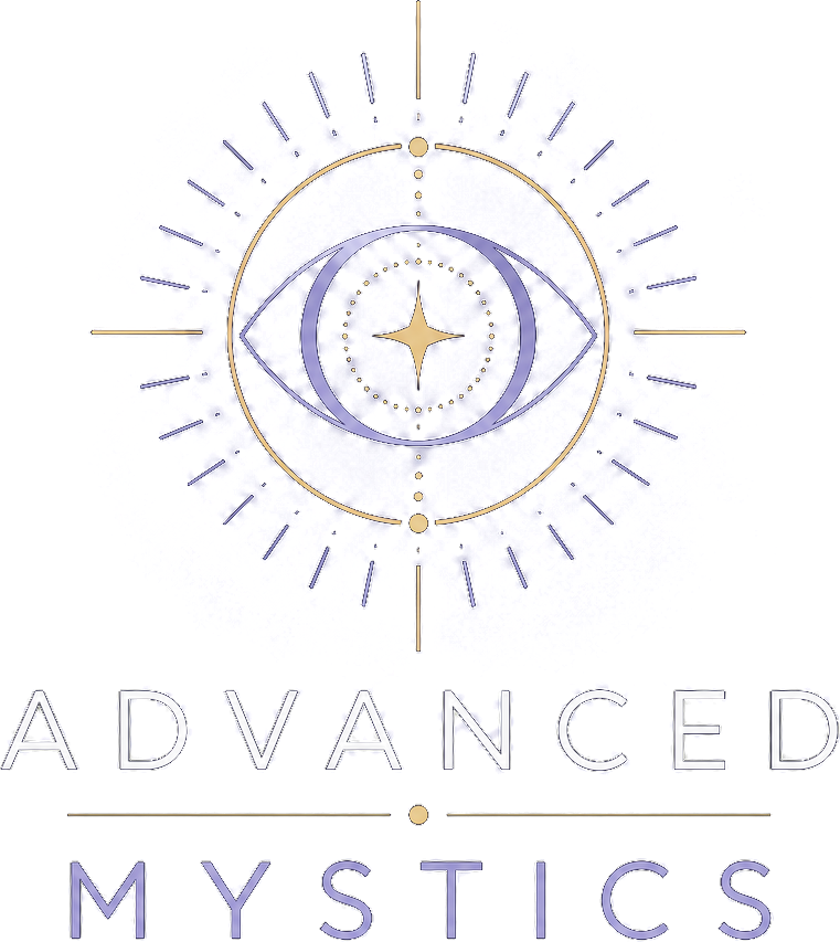 Advanced Mystics – ein Auge mit vierzackigem Stern im goldenen Kreis
